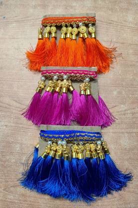 srisai || Saree Tassels || Handmade Tassels with Lace Lace, Pure Silk Saree Falls