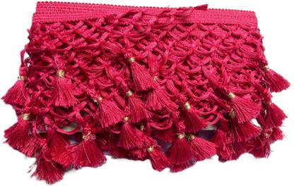 MARUTI KRUPA ENTERPRISE MAKE PINK LATKAN TASSELS FANCY SAREE FALL Nylon Saree Falls