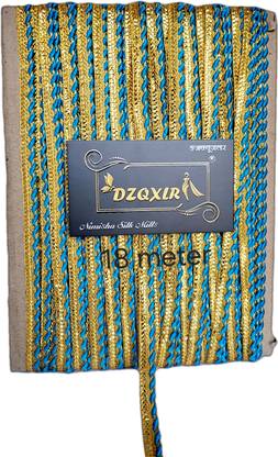 DZQXLR Firozi color Silk Blend Saree Falls
