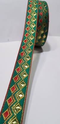 JAI SHREE KRISHNA BRAJ VRINDA 18 MEATER FULL NEW RAMA 2 LEAF PATTERN ALL ROUND LACES Lace Saree Falls