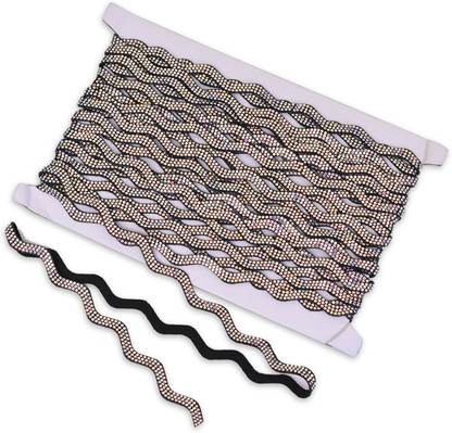 Embroiderymaterial ZigZag Crystal Trim Lace – Rainbow Rhinestone Glue-On Lace, 5MM x 4.5M Lace Saree Falls