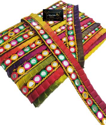 NIMISHA FASHION Embroidered, mirror and feel work (9meter) Pure Silk Saree Falls