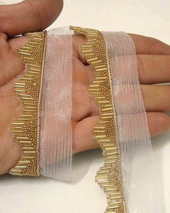 VINAYAK GALLERY Finetage Pipe in net Fabric Border Lace(9 Meters) Net Saree Falls
