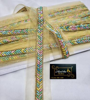 NIMISHA FASHION new design glass pipe work Lace Saree Falls