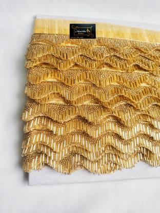 NIMISHA FASHION nice looking bids pipe work Lace Saree Falls