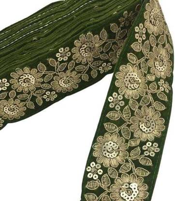 Harisingh Heavy Design Lace Border for Saree, Kurti, Dupatta Decoration (Mehandi Green) Velvet Saree Falls