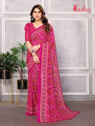 Paisley, Printed Bandhani Georgette Saree