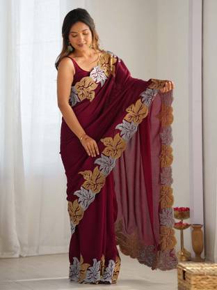 ANOUK Embroidered Bollywood Silk Blend Saree