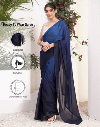Samah Solid/Plain, Ombre, Embellished Bollywood Chiffon, Georgette Saree