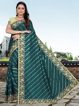 DRIZOMIZ Bollywood Cotton Blend Saree with Unstitched Blouse
