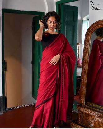 Anjali textile Solid/Plain Handloom Pure Cotton Saree