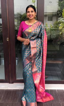 Woven Kanjivaram Silk Blend Saree
