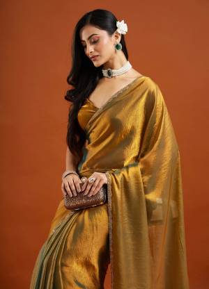 LOROFY Embellished Bollywood Tissue, Silk Blend Saree
