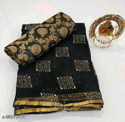 Printed, Woven Fashion Chiffon Saree