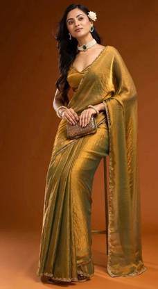 XOOM LADY Solid/Plain Bollywood Satin Saree