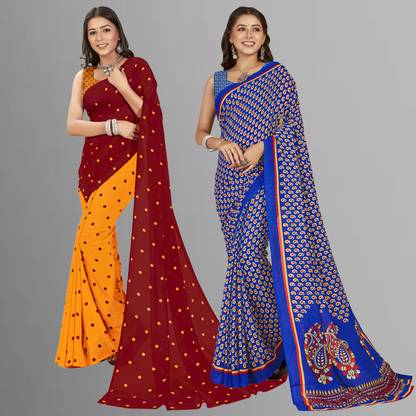 kashvi sarees Printed Daily Wear Georgette Saree with Unstitched Blouse