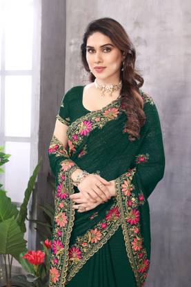 KHRITI FAB Georgette Embroidered Blouse Material