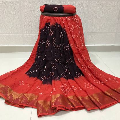 Bandhani Cotton Jute Saree
