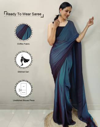 Samah Solid/Plain, Ombre, Embellished Bollywood Georgette, Chiffon Saree