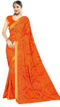 Self Design Bandhani Georgette Saree