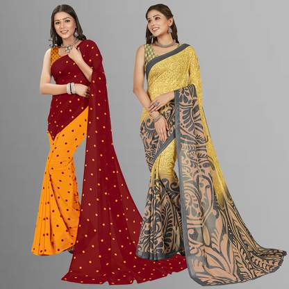 Polka Print Daily Wear Georgette Saree