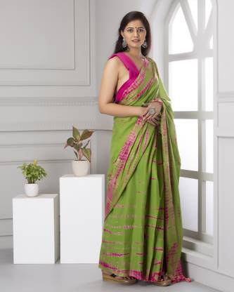Jaipuri Print Self Design Daily Wear Pure Cotton Saree with Unstitched Blouse
