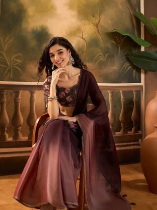 Vichitra Solid/Plain Bollywood Silk Blend Saree