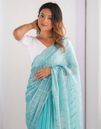 Satrani Embellished, Embroidered Bollywood Jimmy choo, Chiffon Saree
