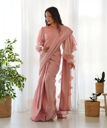 Cultise Solid/Plain Bollywood Organza Saree