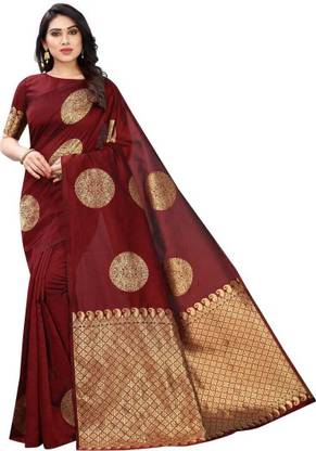 USSURAT Kanjivaram Jacquard, Pure Silk Saree with Unstitched Blouse
