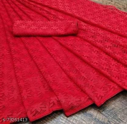 सेल्फ डिज़ाइन बॉलीवुड नेट साड़ी