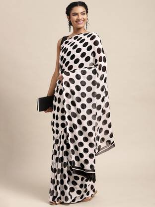 Polka Print Daily Wear Georgette Saree