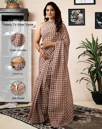 Samah Geometric Print, Printed Daily Wear Cotton Blend, Chanderi Saree