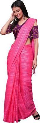 Sareez House Self Design Bollywood Chiffon Saree with Unstitched Blouse