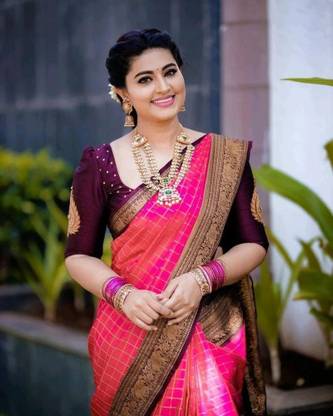Woven Kanjivaram Jacquard, Pure Silk Saree