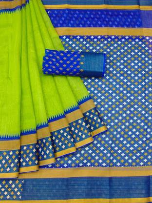 LeeliPeeri Designer Printed Daily Wear Cotton Silk Saree with Unstitched Blouse