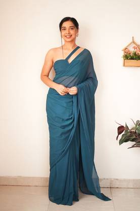 Moda Rapido Solid/Plain Bollywood Georgette Saree
