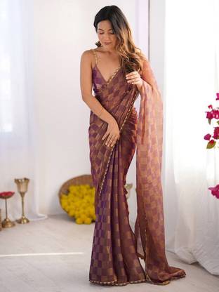 LOROFY Self Design Bollywood Chiffon, Organza Saree