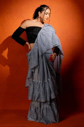 SUBHAM Printed, Embellished Bollywood Lycra Blend Saree