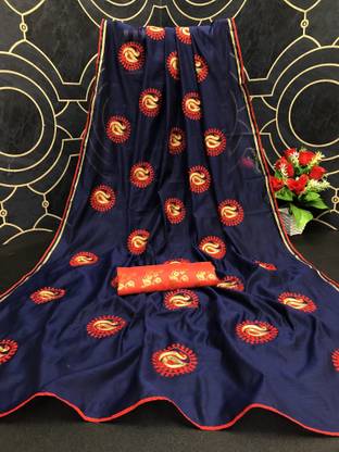 Embroidered Chanderi Chanderi Saree with Unstitched Blouse