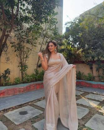 XOOM LADY Solid/Plain Bollywood Satin Saree