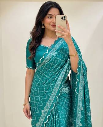 Printed Bandhani Crepe Saree