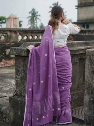 GHOSH TEXTILE Woven Handloom Cotton Linen Saree