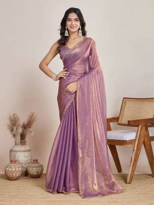 SOLITIQ Self Design Bollywood Chiffon Saree