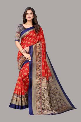 Anirav Kanjivaram Art Silk Saree with Unstitched Blouse