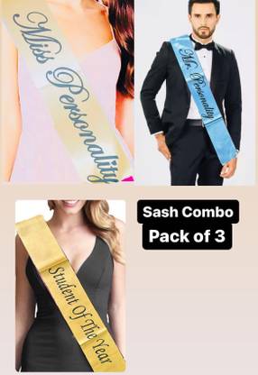 Winsome Miss & Mr.Personality & Student Of The Year Sash Combo Pack of 3