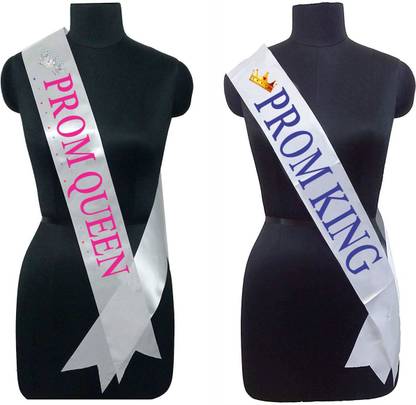 MUKHIYAJI PARTY Prom Queen & Prom King (2Pc) Satin Sash Multicolor Printed Size 70"X4"