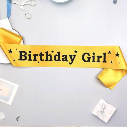 Beauty World Birthday Sash Birthday Girl yellow Satin Sash Ribbon (Pack of 1)