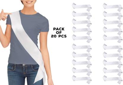 hubops Plain White Sash Blank Satin Sash .Wedding ,Party Decoration Sash White 20 PC