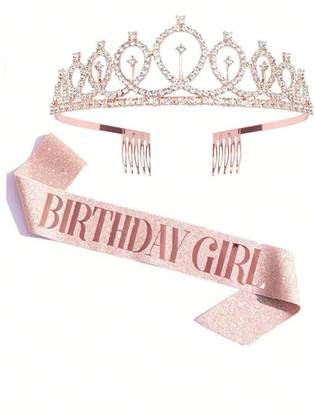 primetreads Jewellery Stylish Birthday Sash and Crown